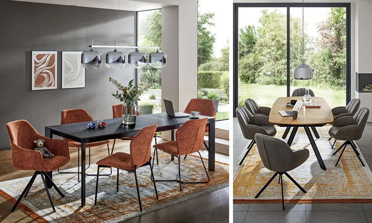 Welcher Stil ist ihr Favorit? Der Esstisch soll mit den Stühlen jedenfalls harmonieren.