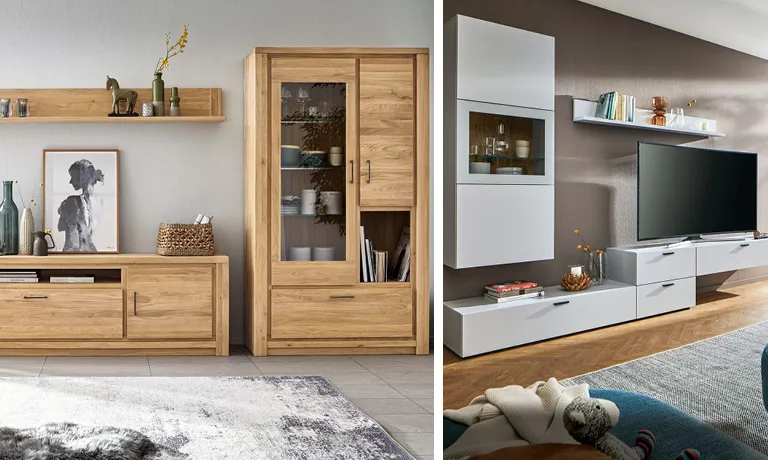 Wohnwand – modern können auch Holzmöbel sein.