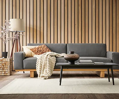 Natura Home Anaheim Sofa in Echtleder anthrazit mit Holzkufe aus Massivholz Eiche
