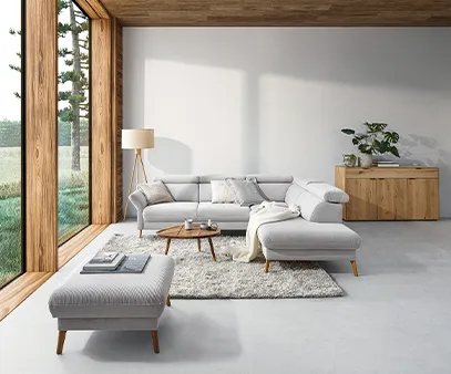 Graues Sofa Maryville Holz Wohnzimmer