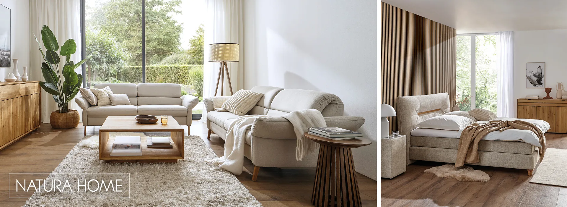 NATURA HOME Möbel für Wohnzimmer, Schlafzimmer und Esszimmer bringen Ruhe und Gemütlichkeit in die Wohnung.