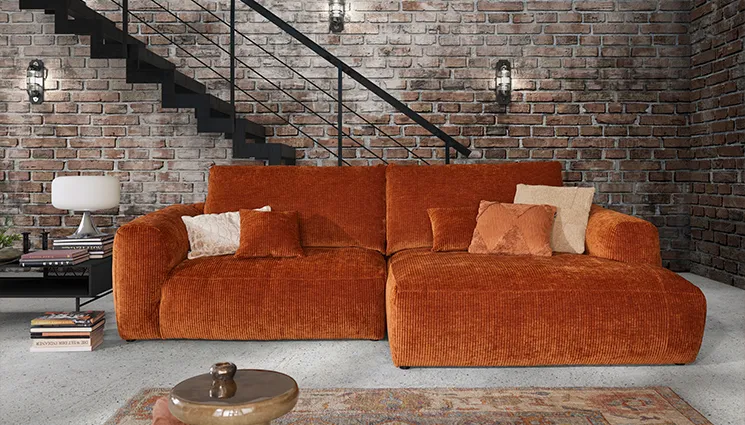 Sofa Modesto Styles United Orange Braun