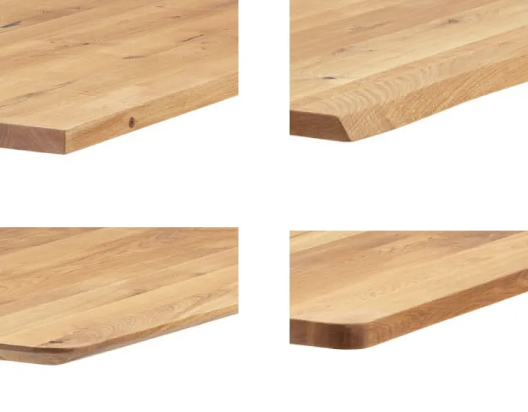 Baumkante, Schweizer Kannte, runde, eckige und gerade Kante – die Auswahl für den Massivholztisch ist groß.