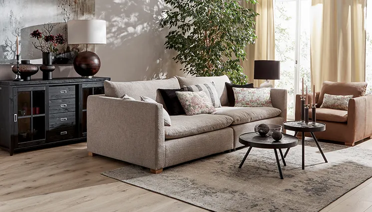 Lebensart Montreal Sofa Wohnzimmer Braun Beige