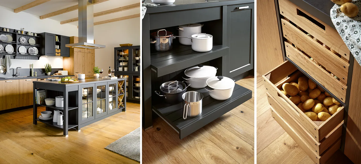 Zur Ausstattung einer Küche gehören sowohl die Möbel als auch die Elektrogeräte.