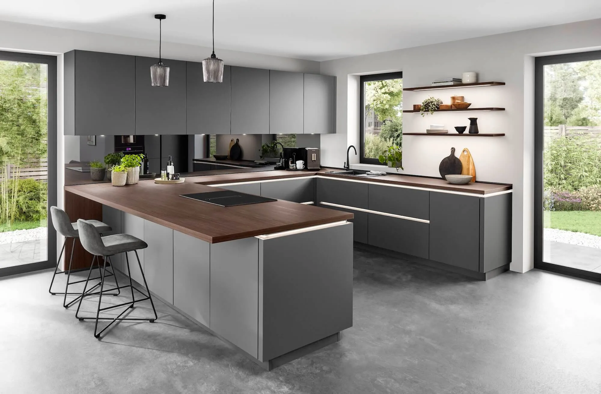 Nobilia Senso moderne U-Kueche Schiefer