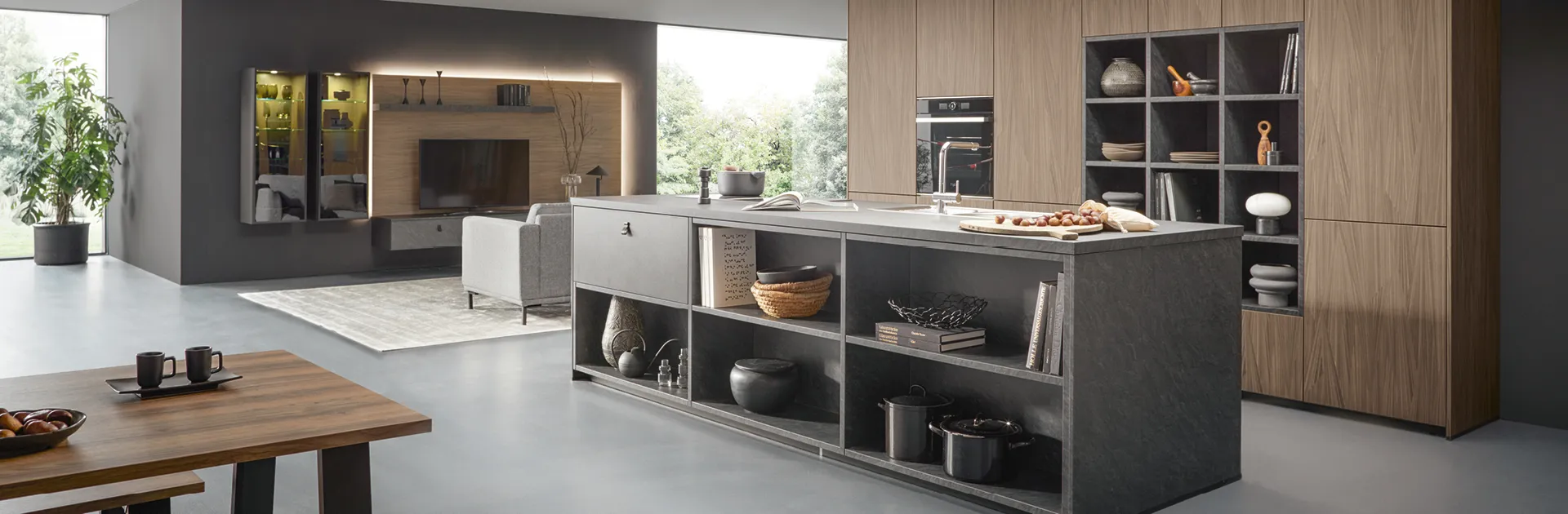 Contur Küche grau mit Holz