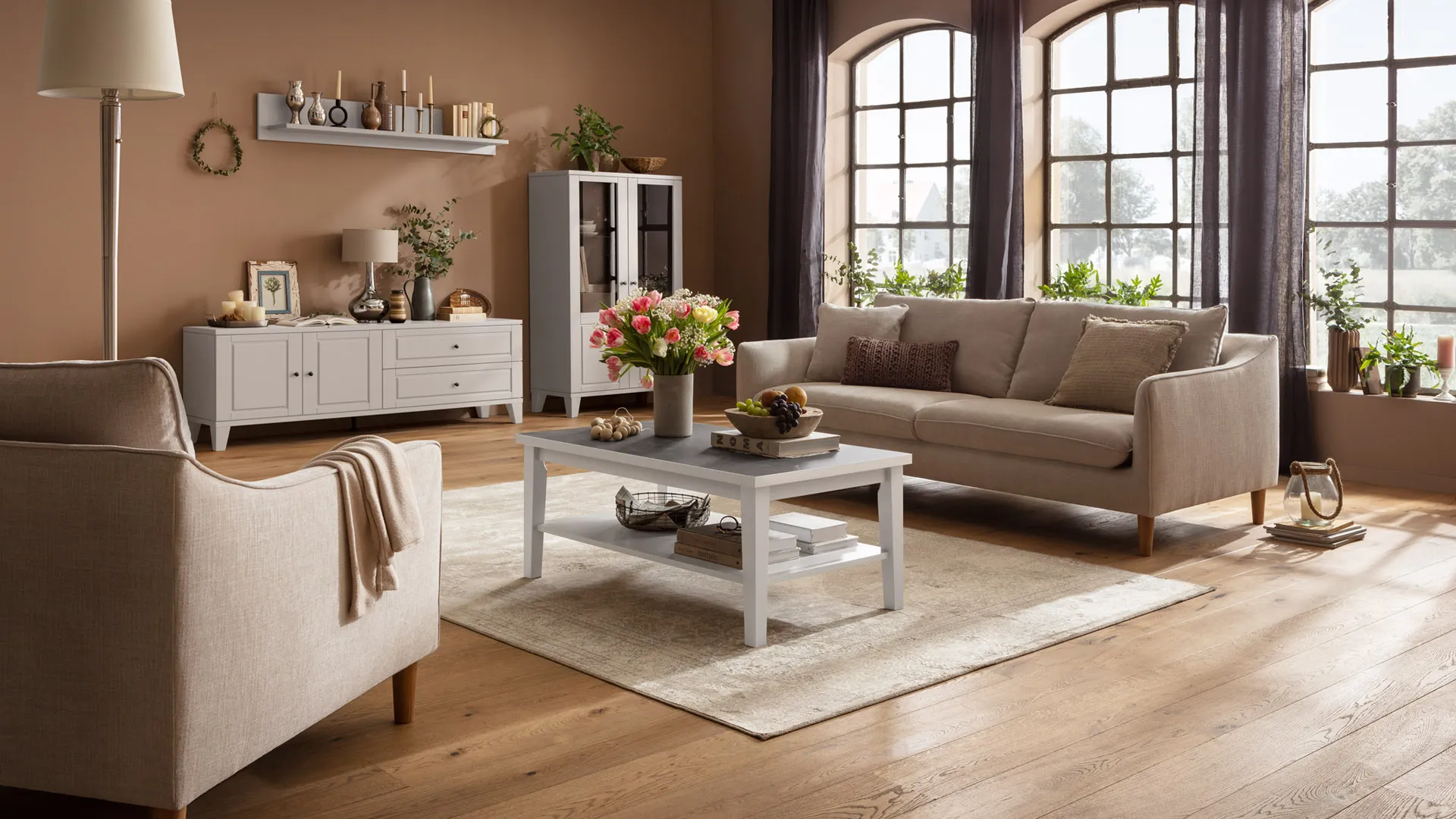 Lebensart Sofa und Sessel Burnley im Wohnzimmer