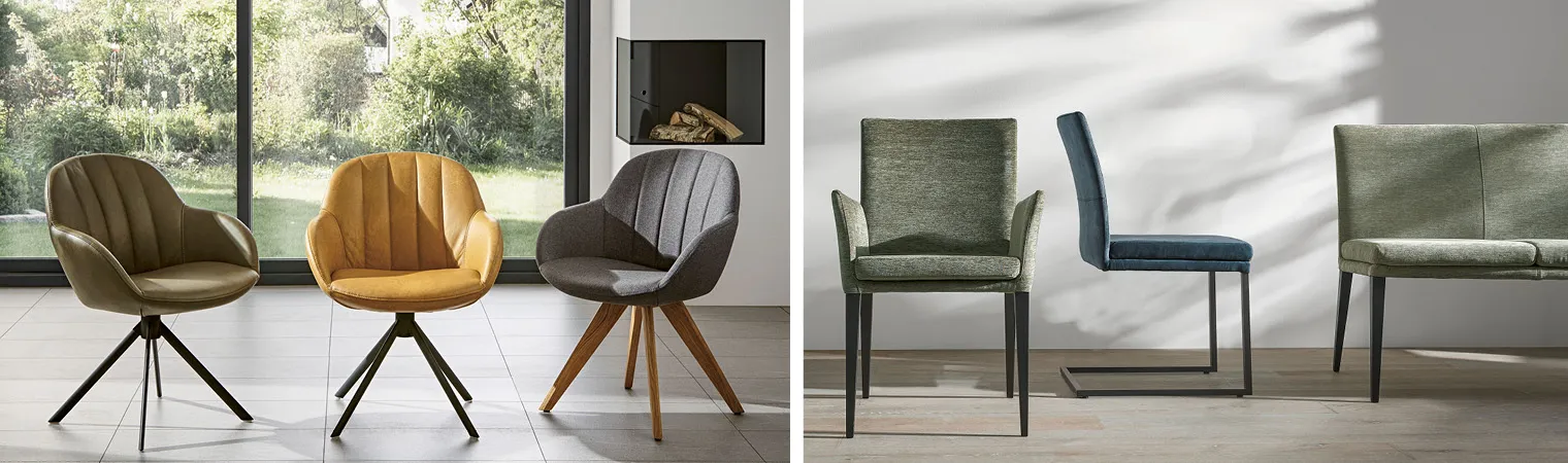 Polsterstühle gibt es in vielen unterschiedlichen Designs. Den Stil bestimmen Sie selbst.