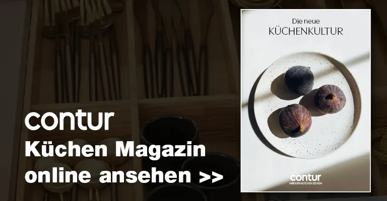 Grauer Banner mit Schriftzug und Katalog