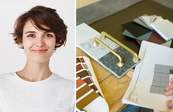 Frau und Küchenmuster