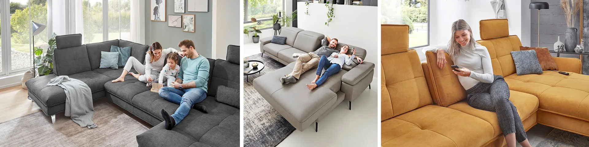 Auf der Wohnlandschaft machen Sie es sich alleine oder mit der ganzen Familie bequem.