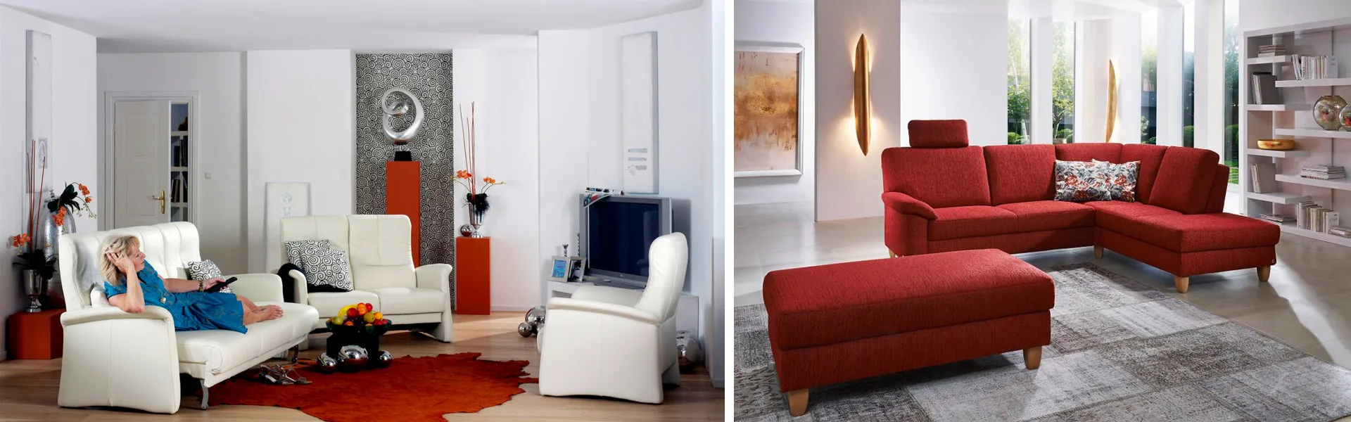 Das Sofa ist der Ruhepol im Wohnzimmer.