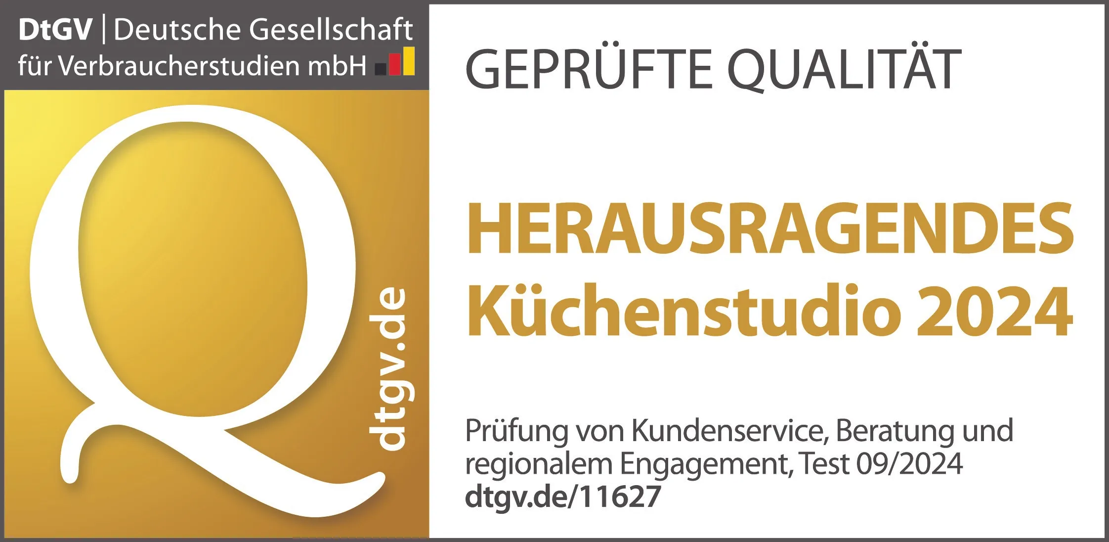 DTGV Gütesiegel für ein herausragendes Küchenstudio 2024