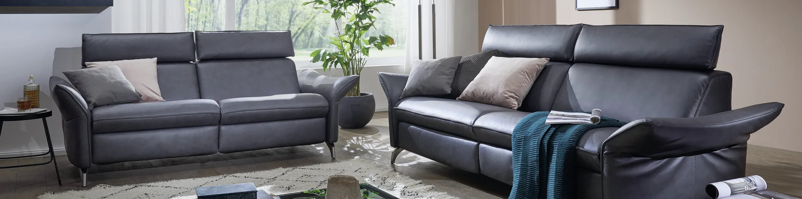 Leder Couchgarnitur