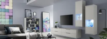 Modernes Wohnzimmer mit weißen Lowboard