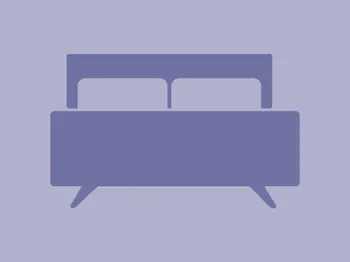 Zeichnung Doppelbett auf lila Grund