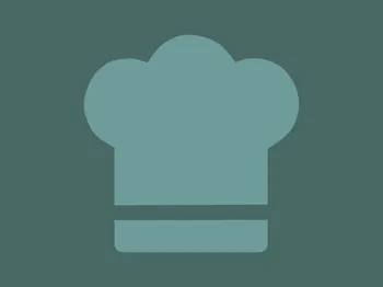 Küchenaktion Zeichnung Kochmütze auf blauem Grund