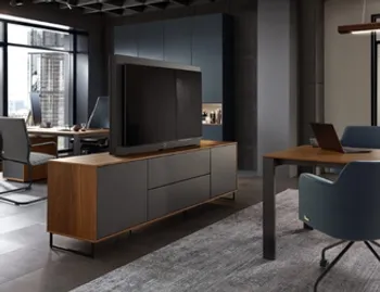 Auf dem Bild sehen Sie verschiedene Wohnprogramme vereint, Lowboard, Schrank und Teile vom Esszimmer
