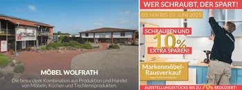 Startseiten-Banner von Möbel Wolfrath mit der Aktion Markenmöbel-Rausverkauf 2025