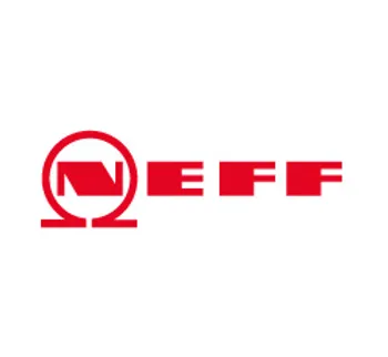Rotes Neff Logo mit stilisiertem N im Kreis auf weißem Hintergrund als Markenlogo für Einbaugeräte und Küchentechnik