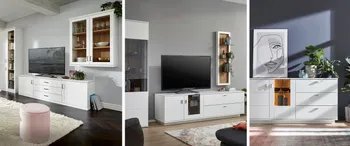 Die Wohnwand gibt es in vielen verschiedenen Designs. Ob Landhausstil, modern oder skandinavisch angehaucht – für jeden Geschmack gibt es die passenden Möbel.