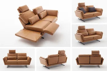 Collage mit Funktionsübersicht zu Sofa TOVA von RAUM.FREUNDE in Leder cognac
