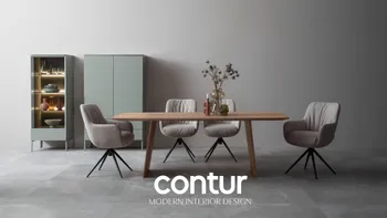 Modernes Esszimmer mit Contur Modern Interior Design Logo.