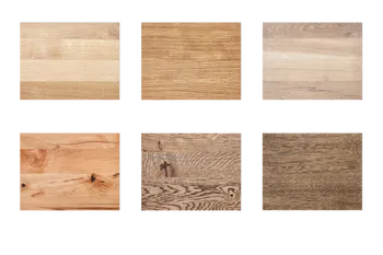 Collage von sechs unterschiedlichen Beiztönen, die für die Serie Bakersfield von Natura Home für Esstische, Sideboards, Highboards gewählt werden kann.