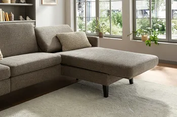 Graues Ecksofa mit Relaxfunktion bei Longchair.
