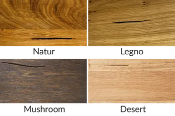 Holzmuster von Natura Home Liora in vier verschiedenen Ausführungen.