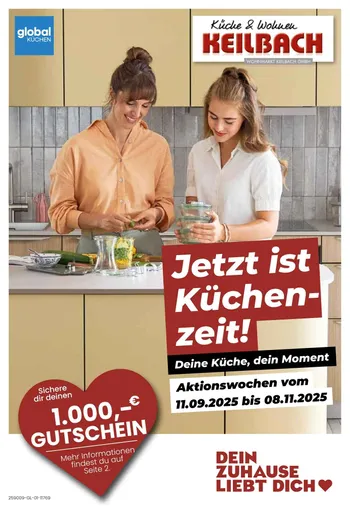 Man sieht unser DEIN ZUHAUSE LIEBT DICH Küchenprospekt